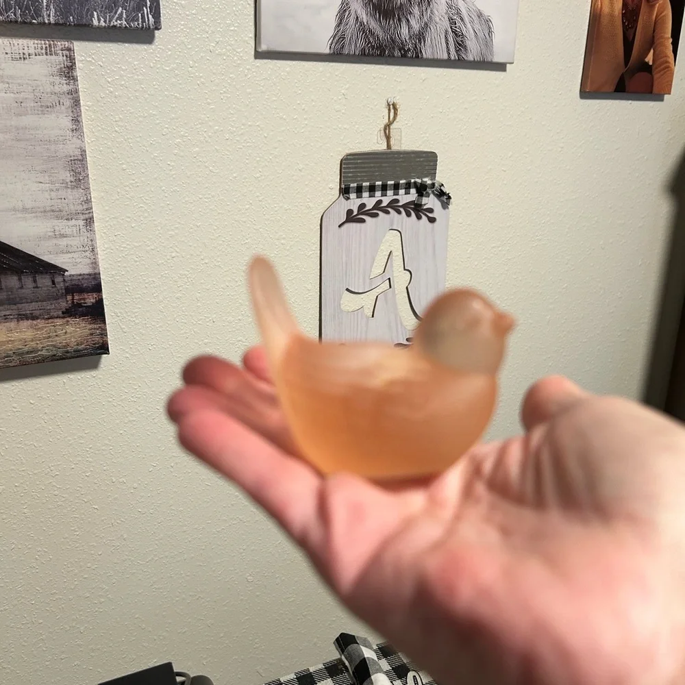 Westmoreland Vintage Pink Satin Glass Dove Candle Holder